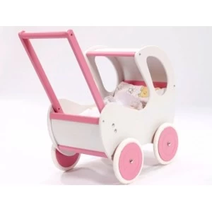 Houten Poppenwagen De Luxe White Incl. Dekbed / Slaapzak - Afbeelding 3