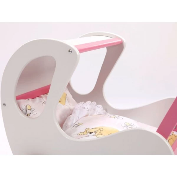 Houten Poppenwagen De Luxe White Incl. Dekbed / Slaapzak - Afbeelding 4