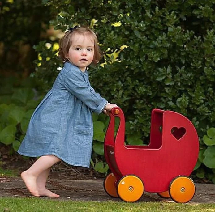 Moover Poppenwagen Hout Rood - Afbeelding 2